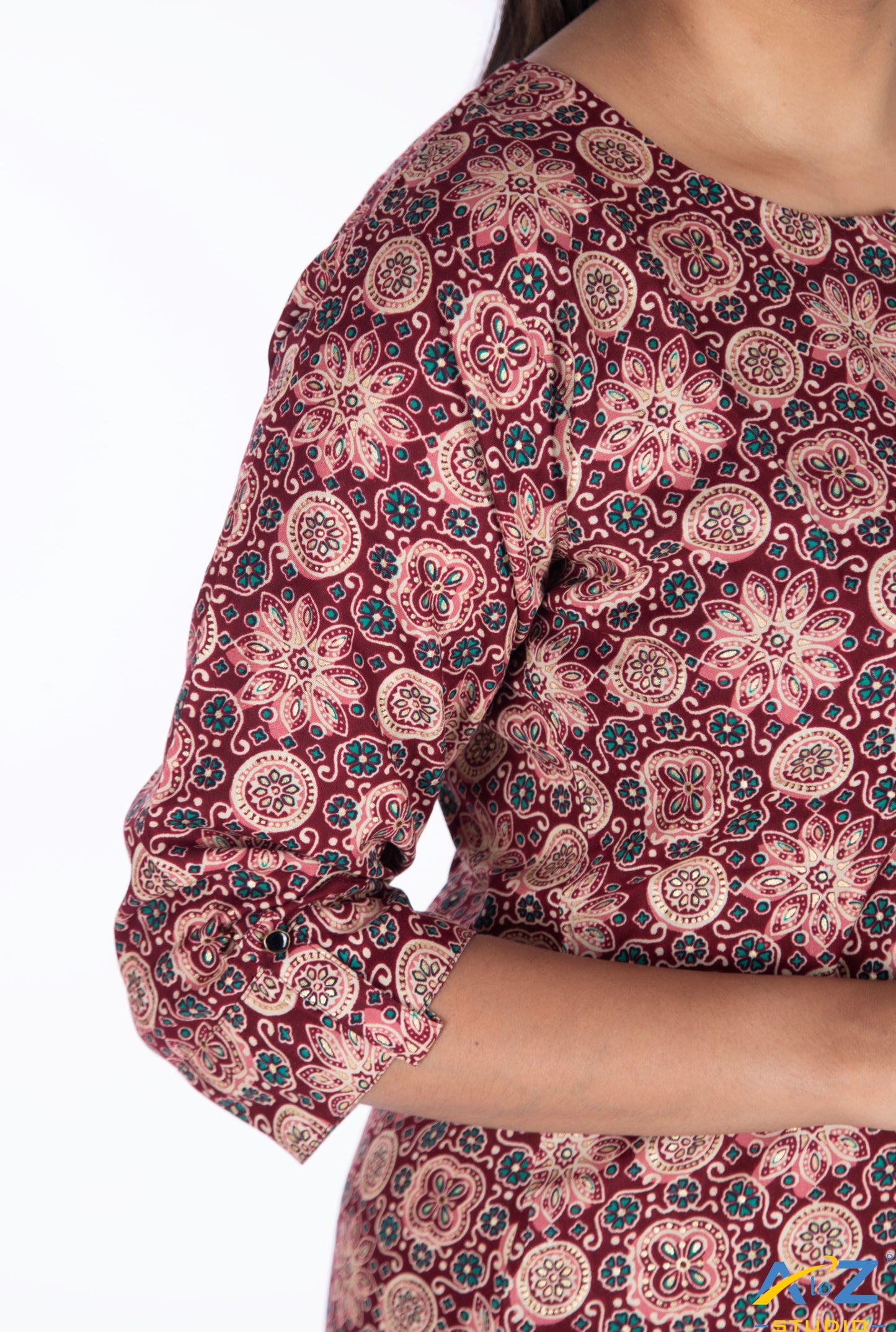 Elegant Maroon Kalamkari Design Kurti