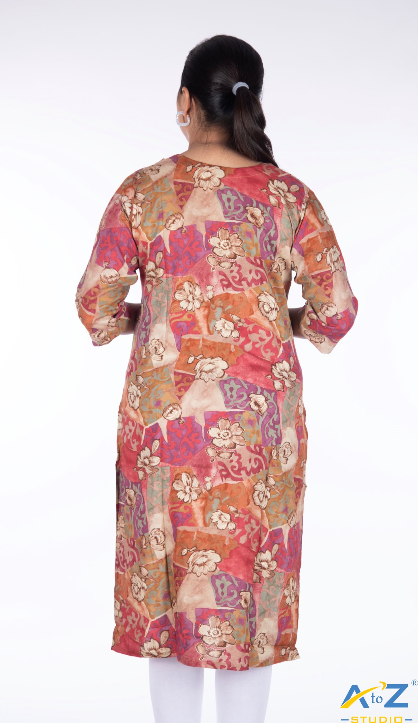 Chic Multicolor Floral Kurti with Sunflower Accents