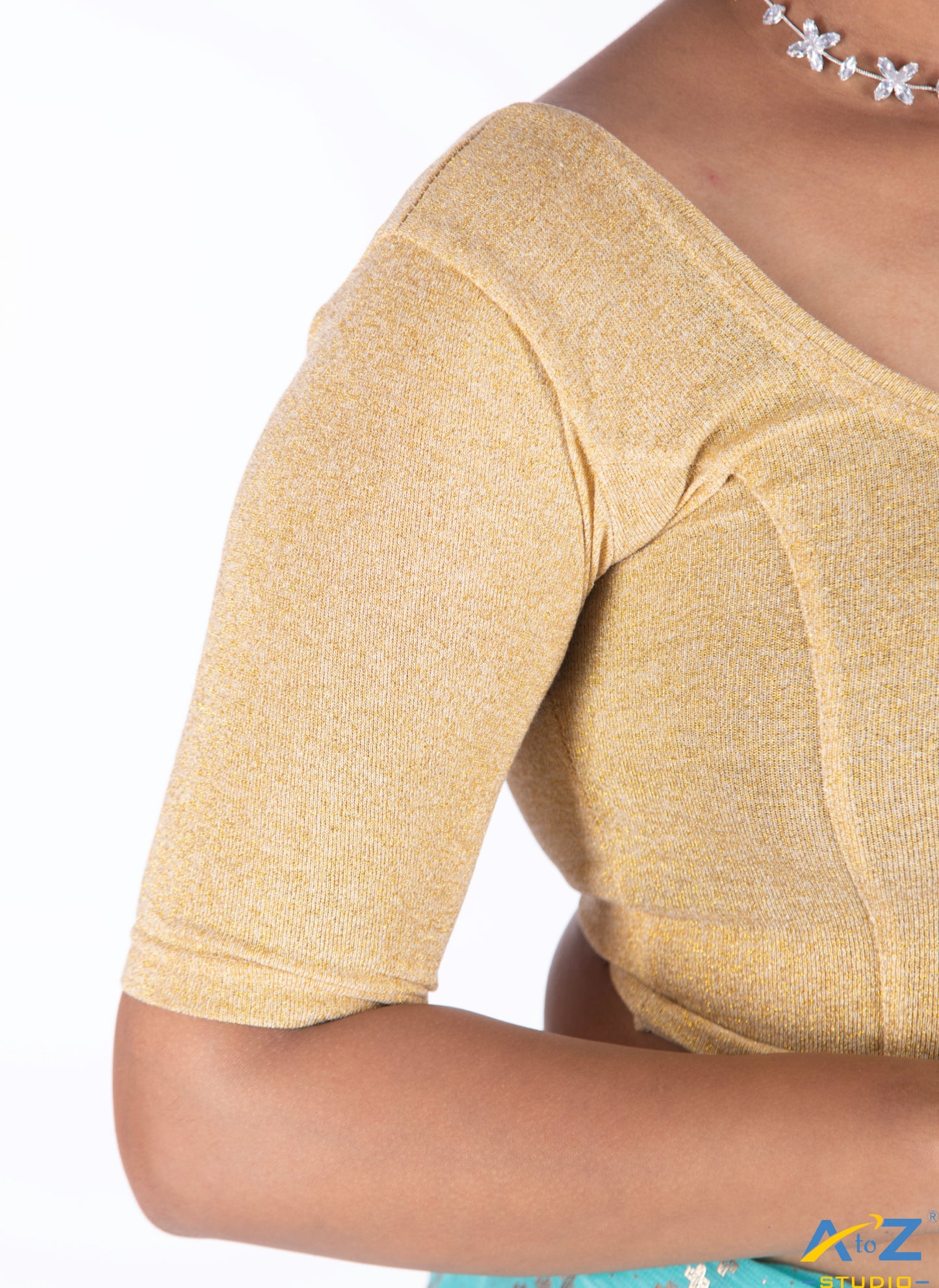 Gold Metallic Lycra Shiny Vertical Lines