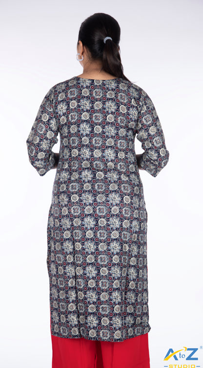 Elegant Navy Blue Kalamkari Design Kurti