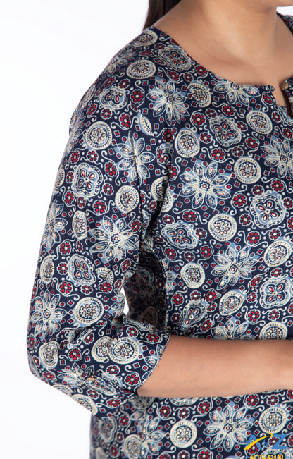 Elegant Navy Blue Kalamkari Design Kurti