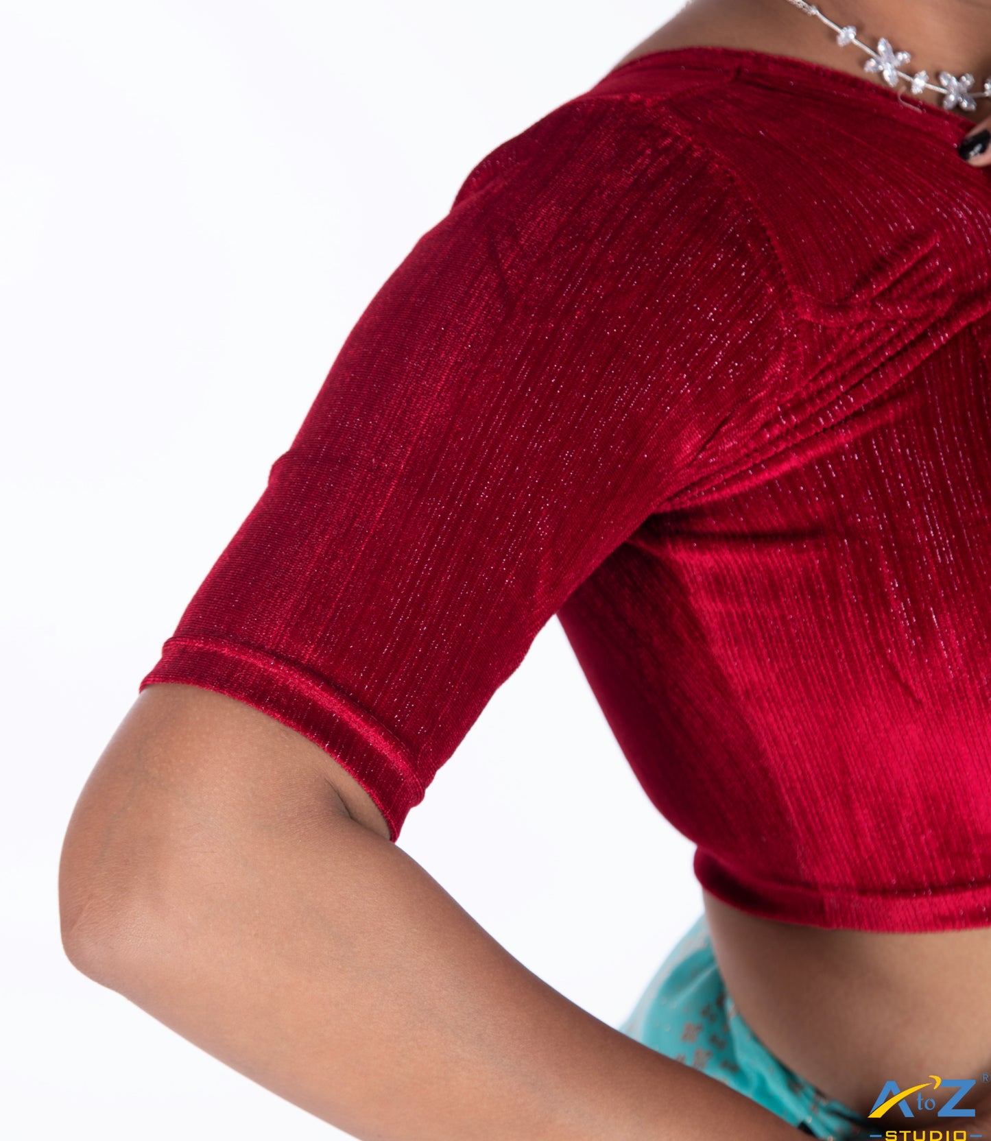 Red Velvet Elbow Sleeves Shimmer Lines