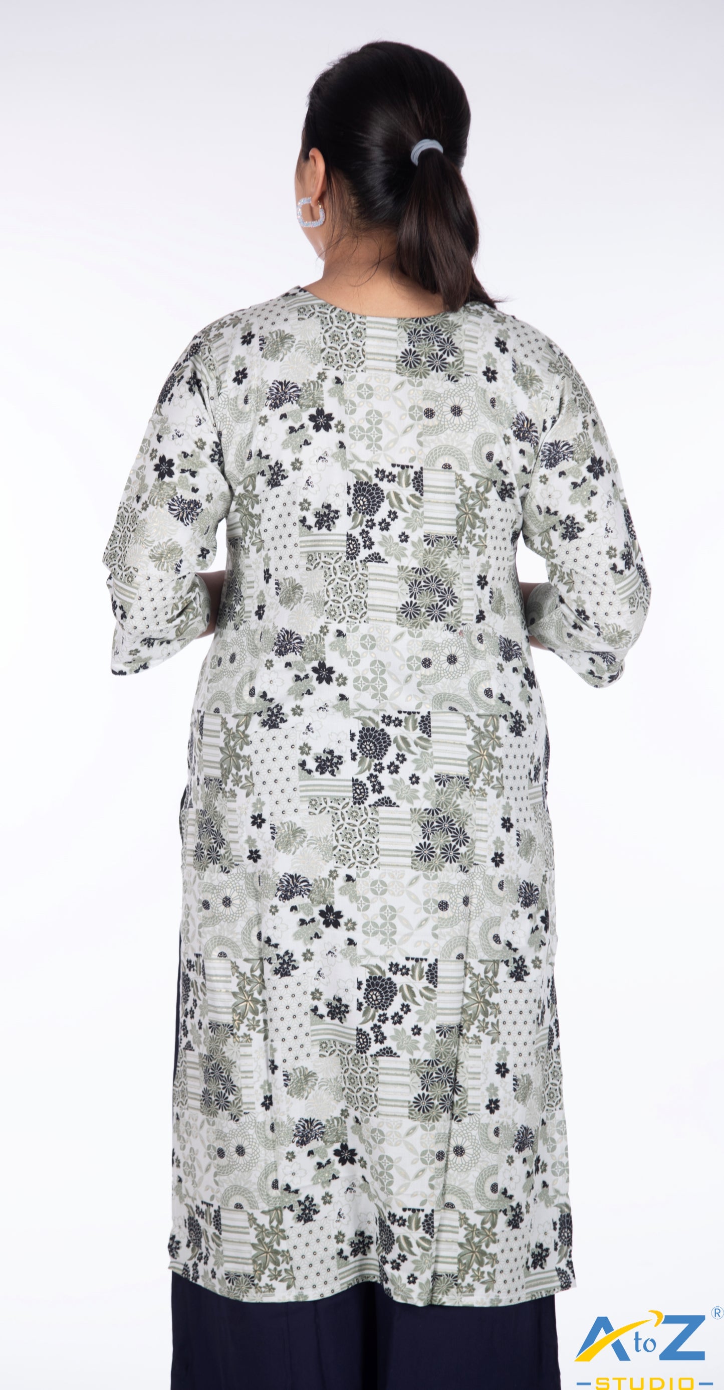 Pista Kurti with Multi-Flower Designs