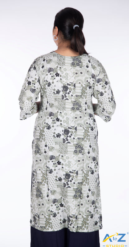 Pista Kurti with Multi-Flower Designs