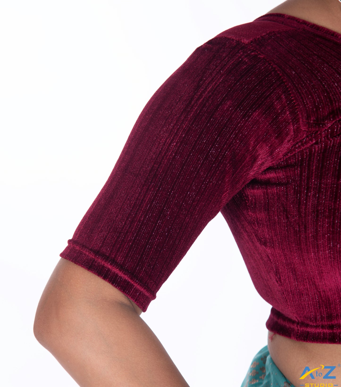 Maroon  Velvet Elbow Sleeves Shimmer Lines