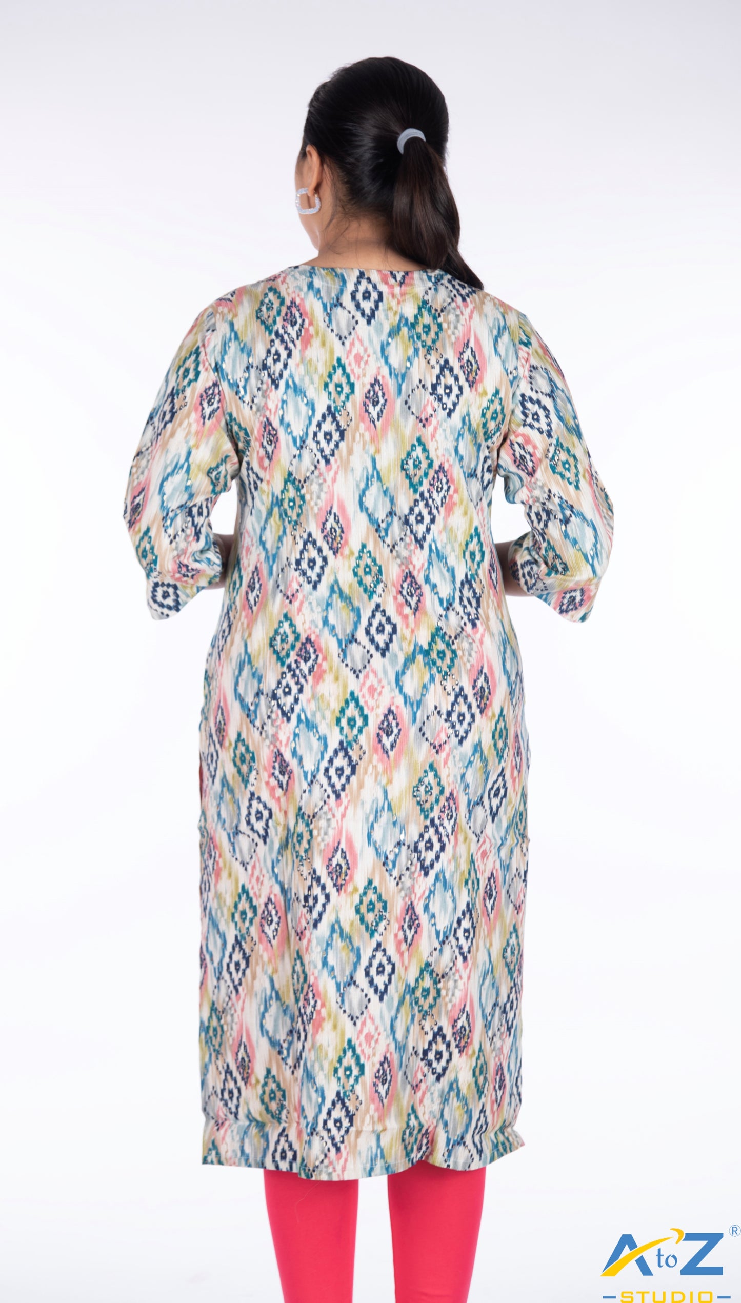 Multi Blue Bandhani Art Kurti