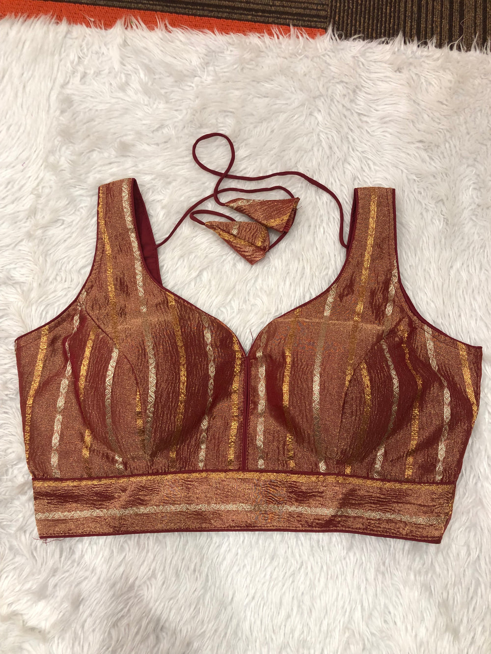 Maroon Metallic Shimmer Bustier Top