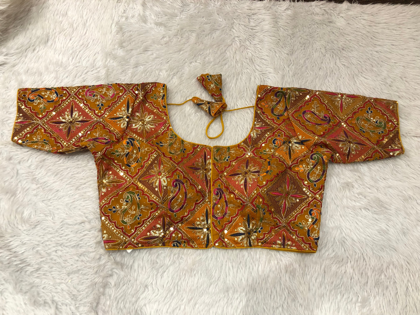 Multicolor Threadwork & Sequin Patchwork Blouse