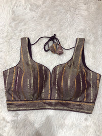 Wine Metallic Shimmer Bustier Top