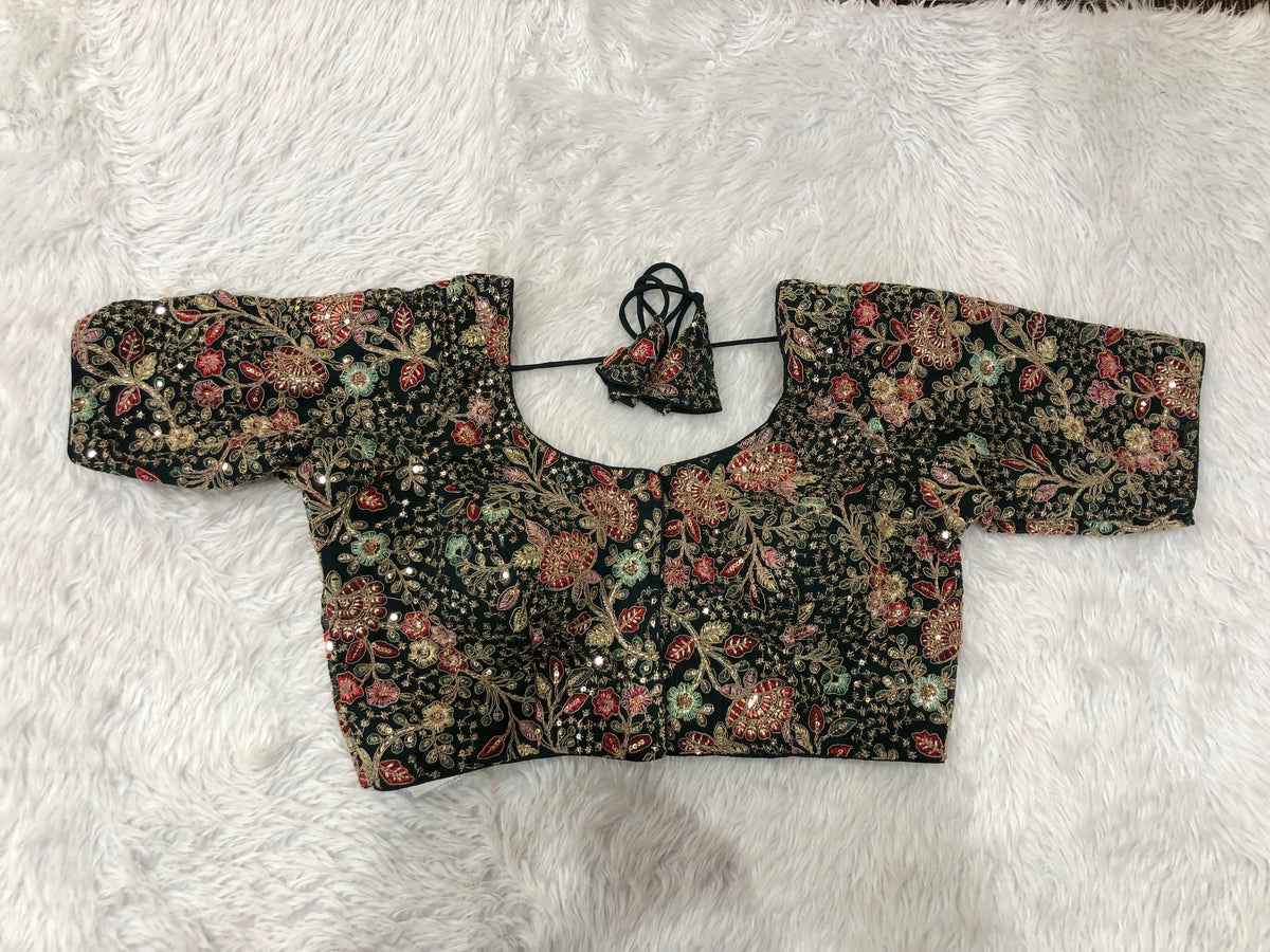 Dark Green Designer Zardozi Blouse
