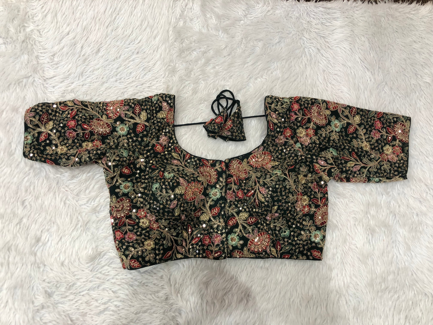 Dark Green Designer Zardozi Blouse