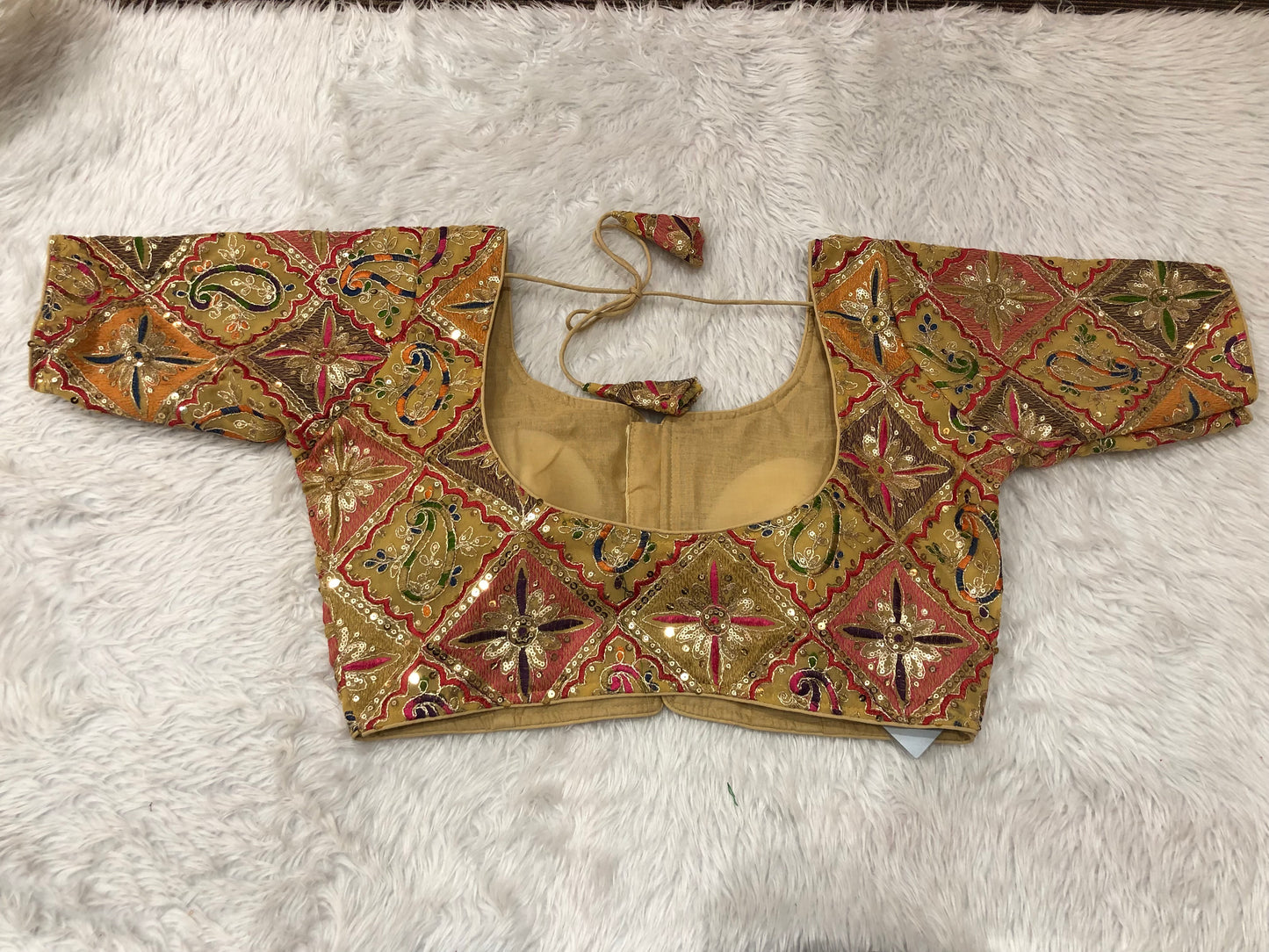 Multicolor Threadwork & Sequin Patchwork Blouse