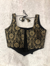 Black Banarasi Sleeveless Blouse