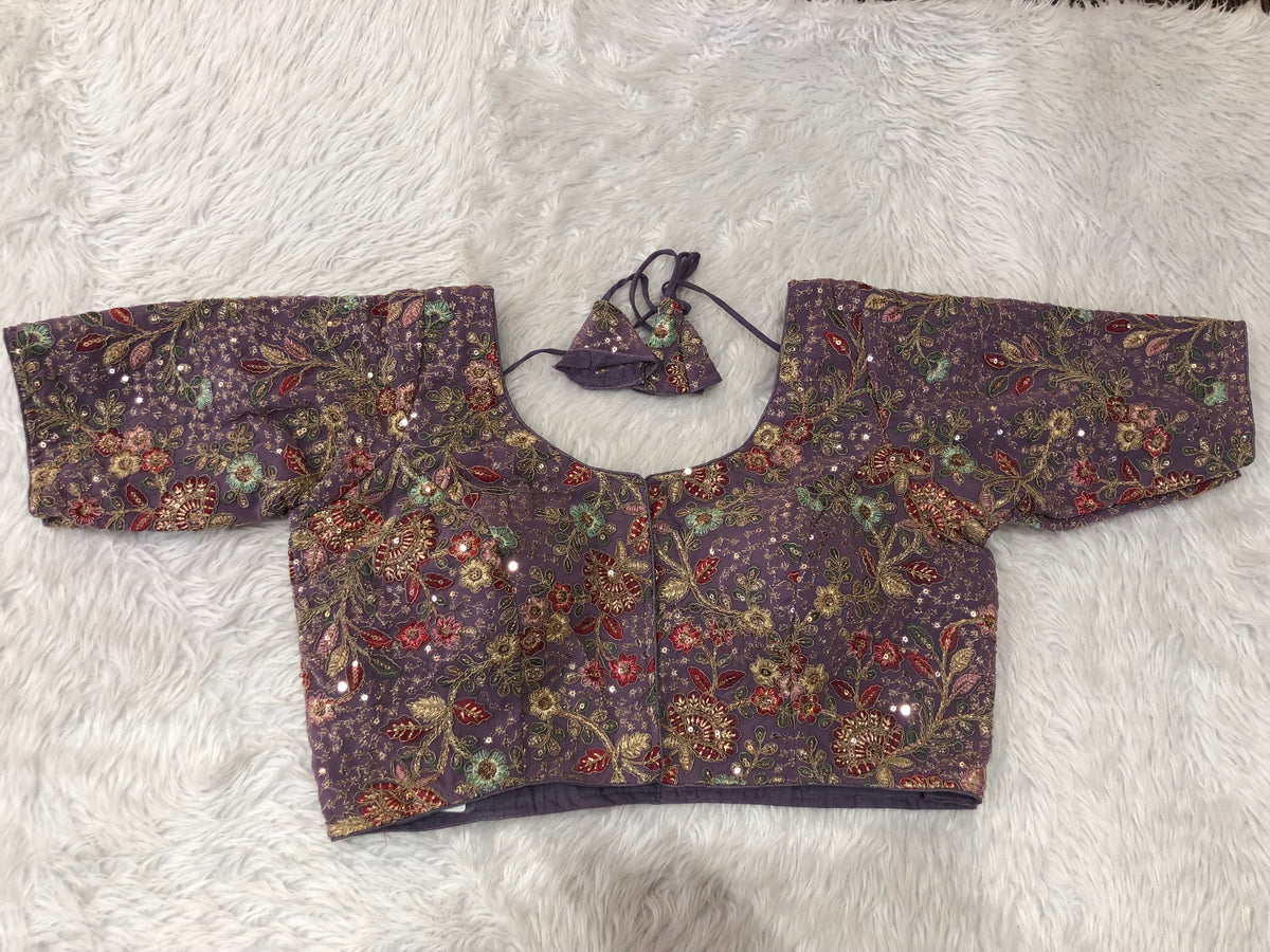 Lavender Botanical Zardozi Blouse