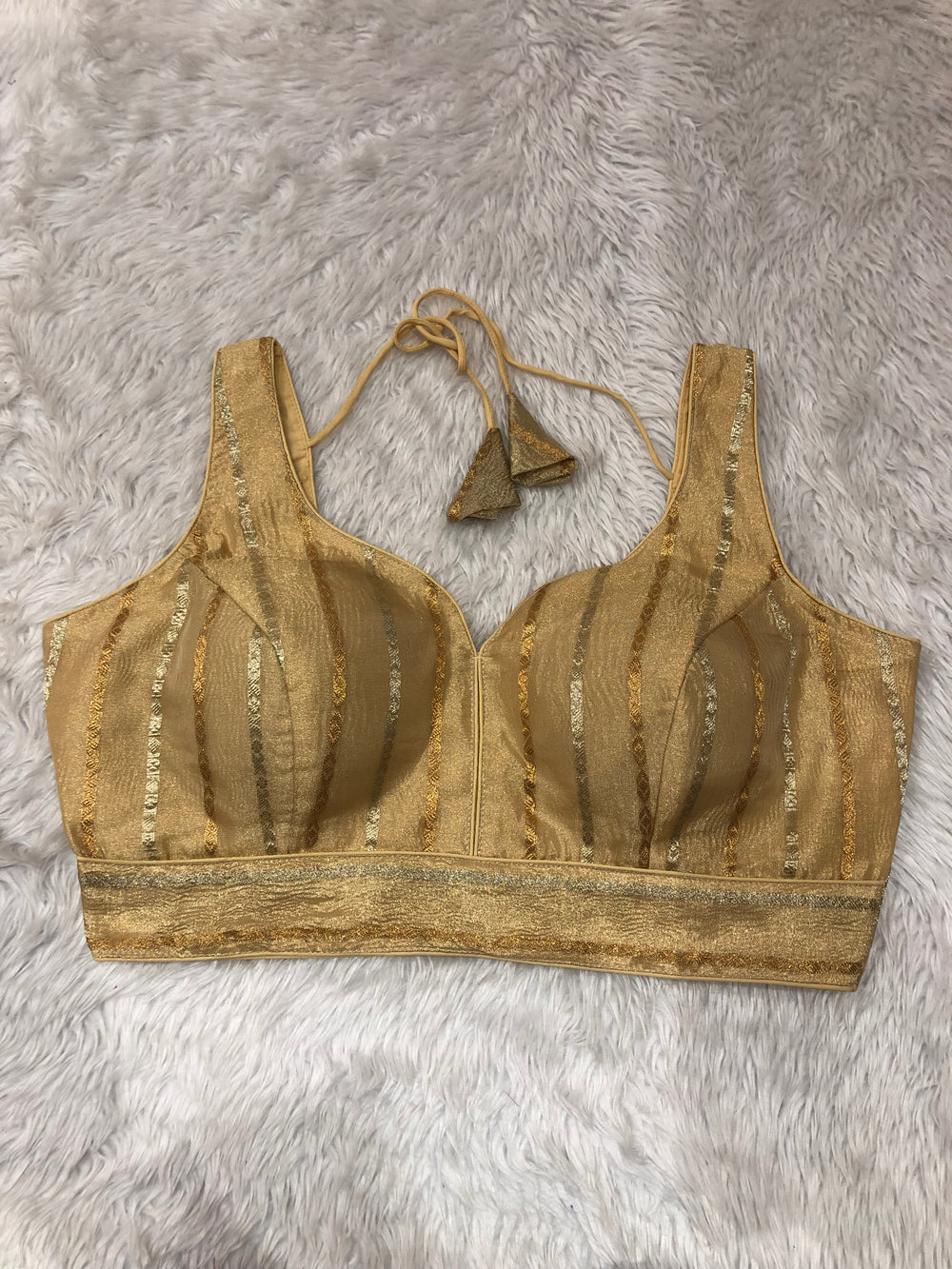 Gold Metallic Shimmer Bustier Top