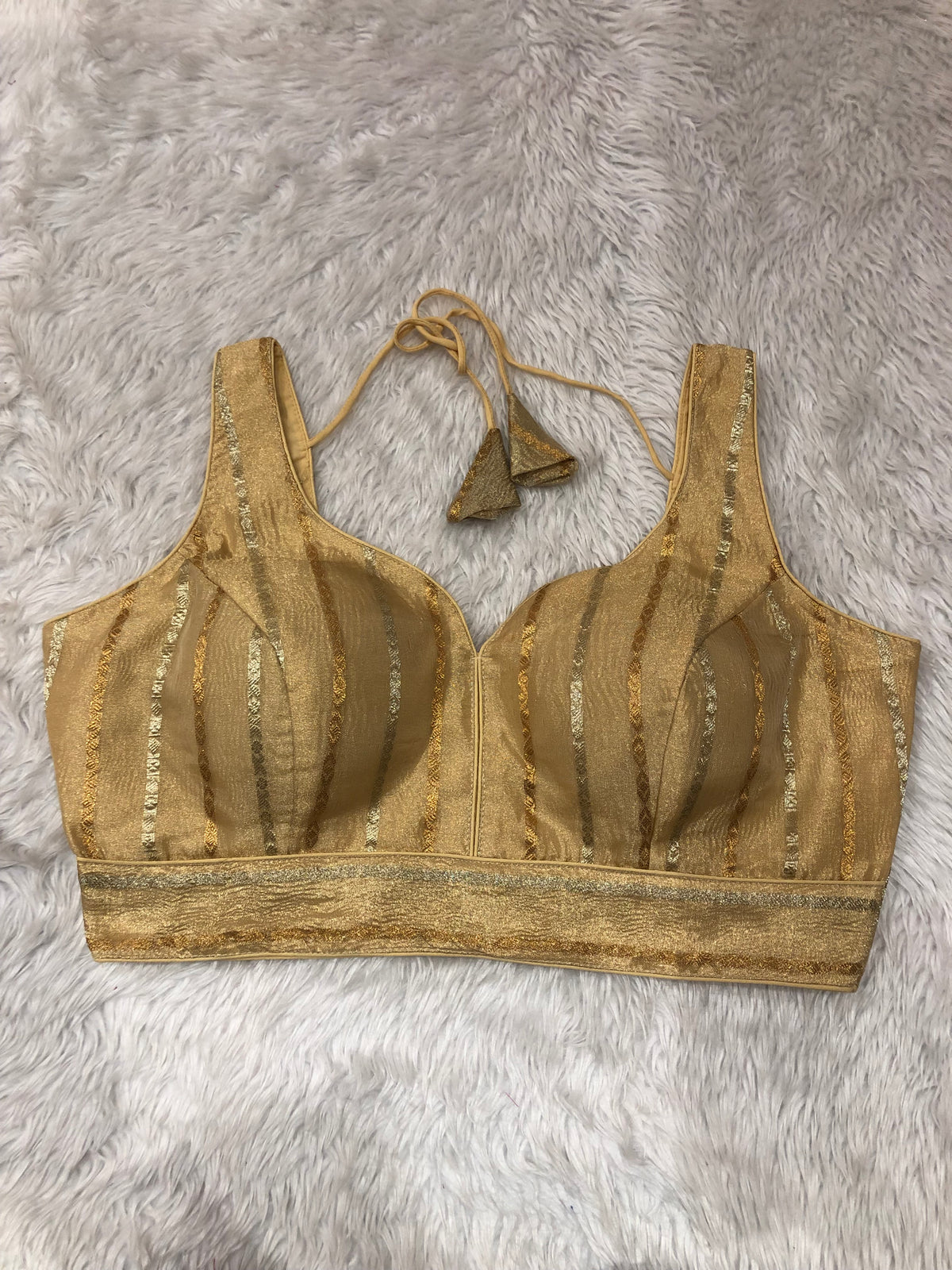 Gold Metallic Shimmer Bustier Top
