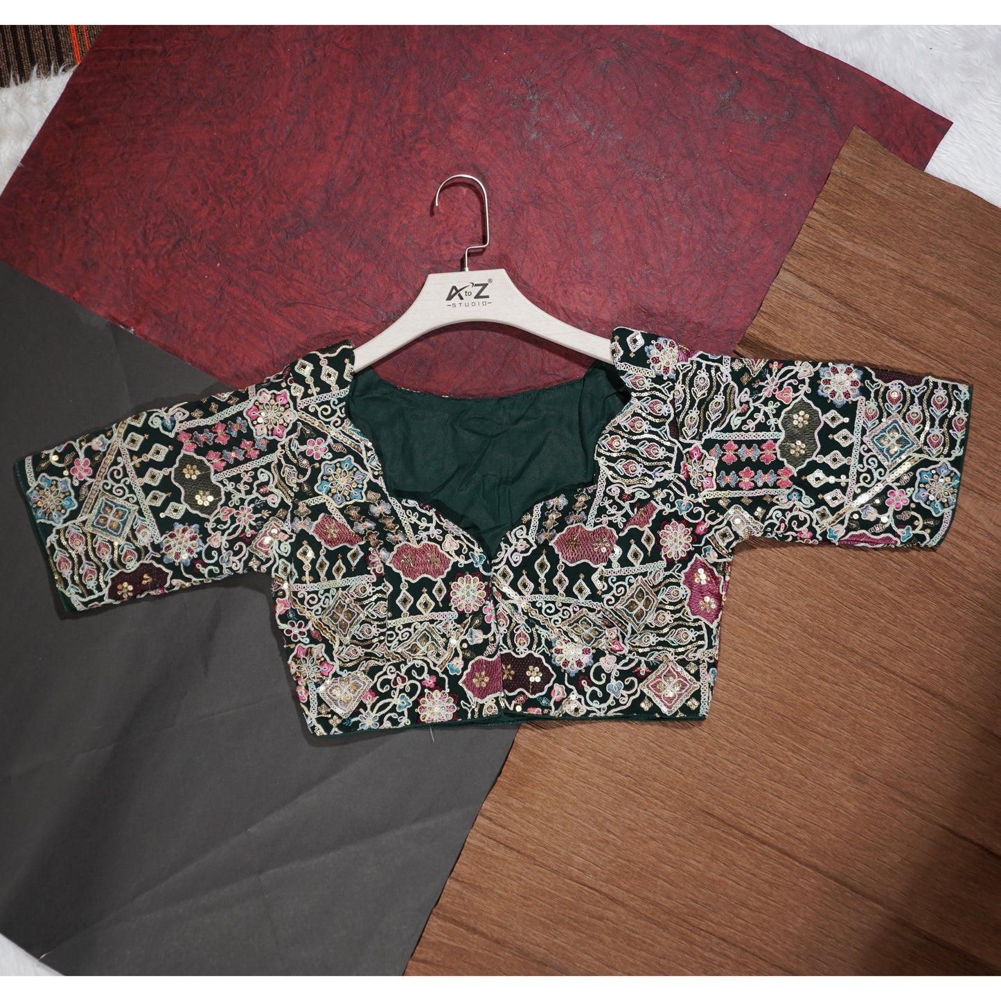 DkGreen Elegance Embroidered Blouse
