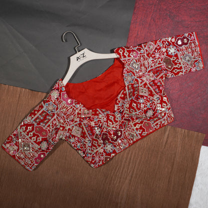 Crimson Charm Embellished Blouse