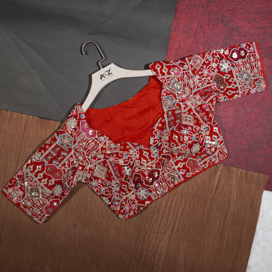 Crimson Charm Embellished Blouse