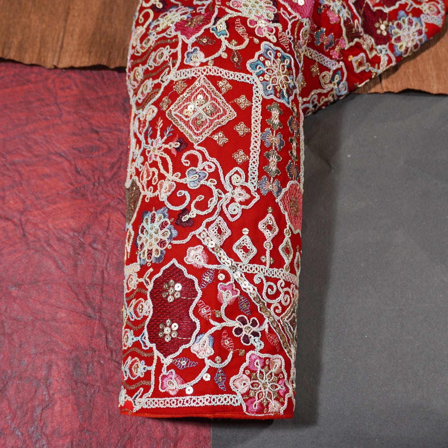 Crimson Charm Embellished Blouse