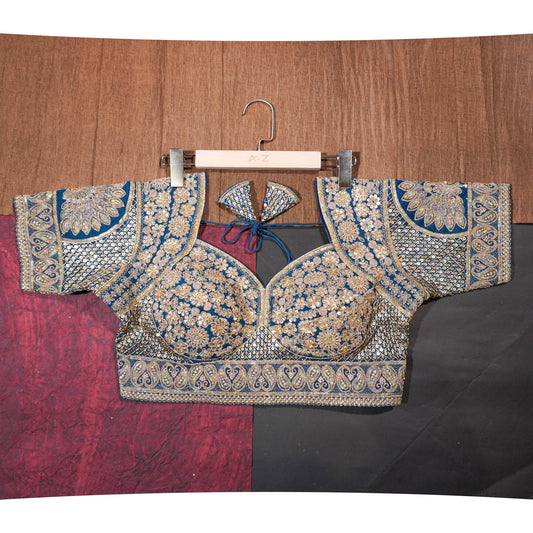 Royal Blue Embroidered Blouse