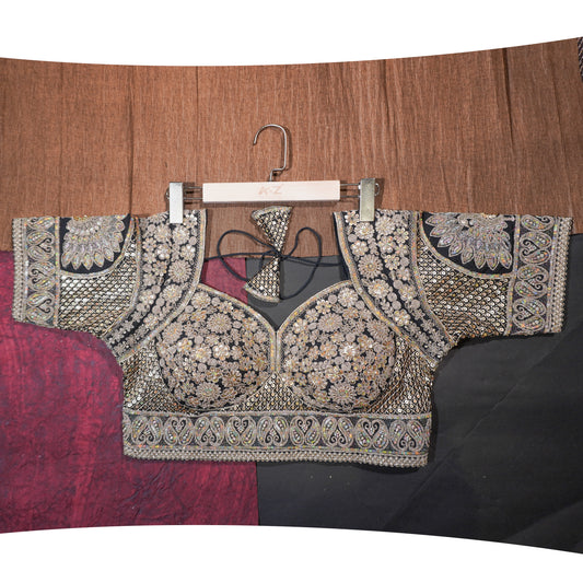 Midnight Black Royal Embroidered Blouse