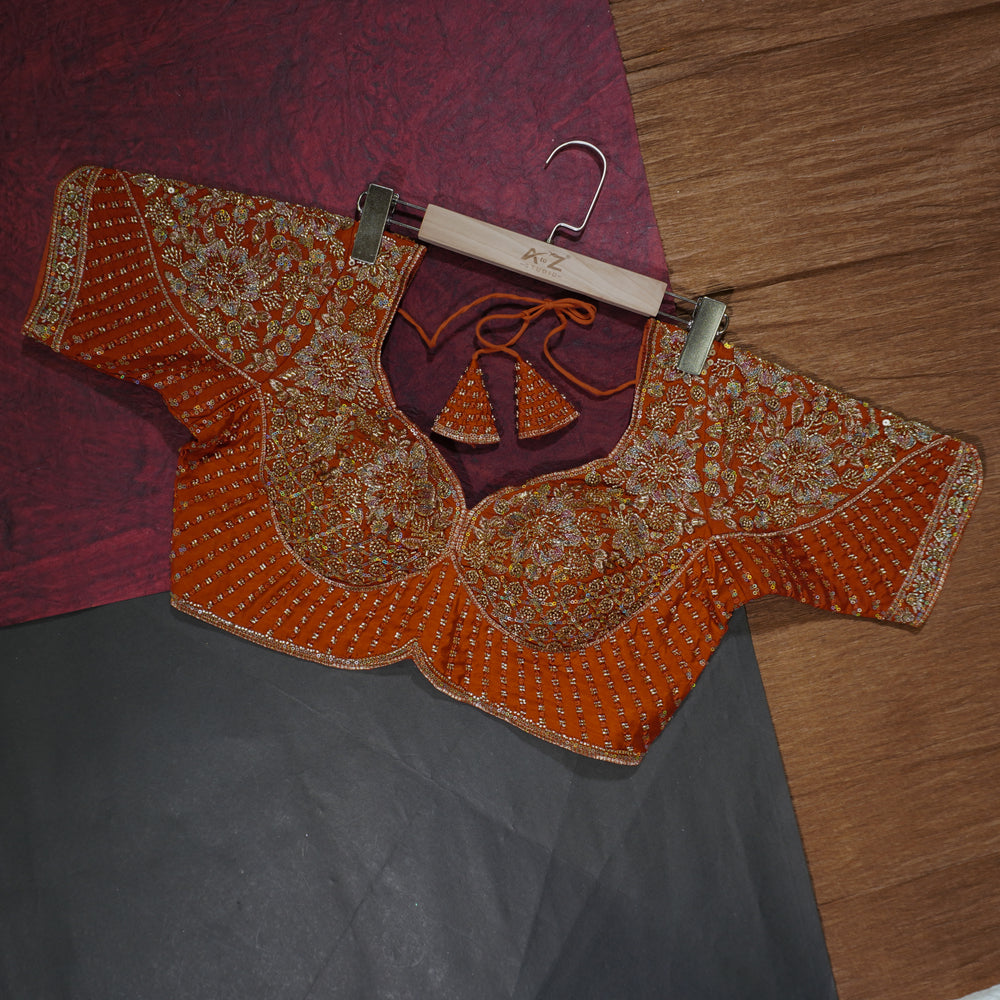 Rust Orange Heritage Designer Blouse