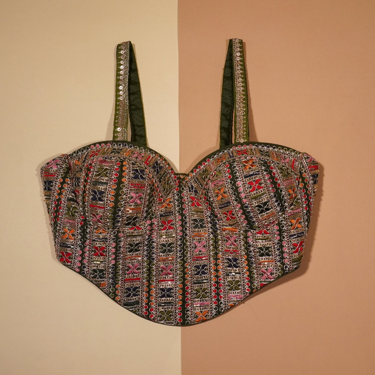 Kaleidoscope Hand-Embellished Corset Blouse