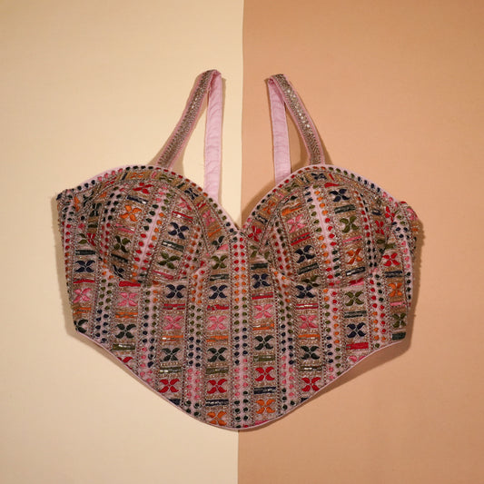 Rosy Horizon Pastel Beaded Bustier