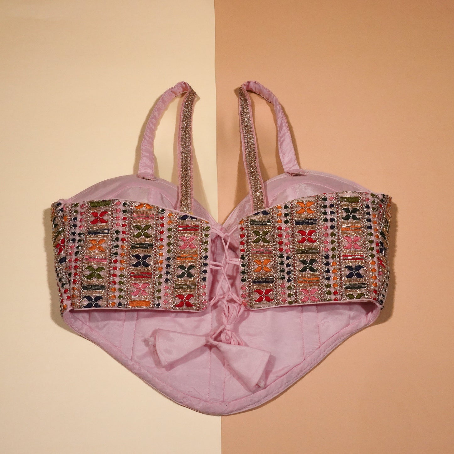 Rosy Horizon Pastel Beaded Bustier