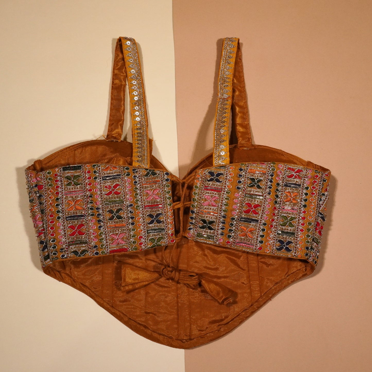 Golden Ochre Sun-Kissed Embroidered Bustier