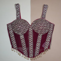 Burgundy Bloom Heavily Worked Bridal Blouse