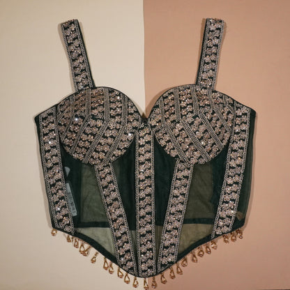 Forest Jewel Artisan Hand-Beaded Bustier