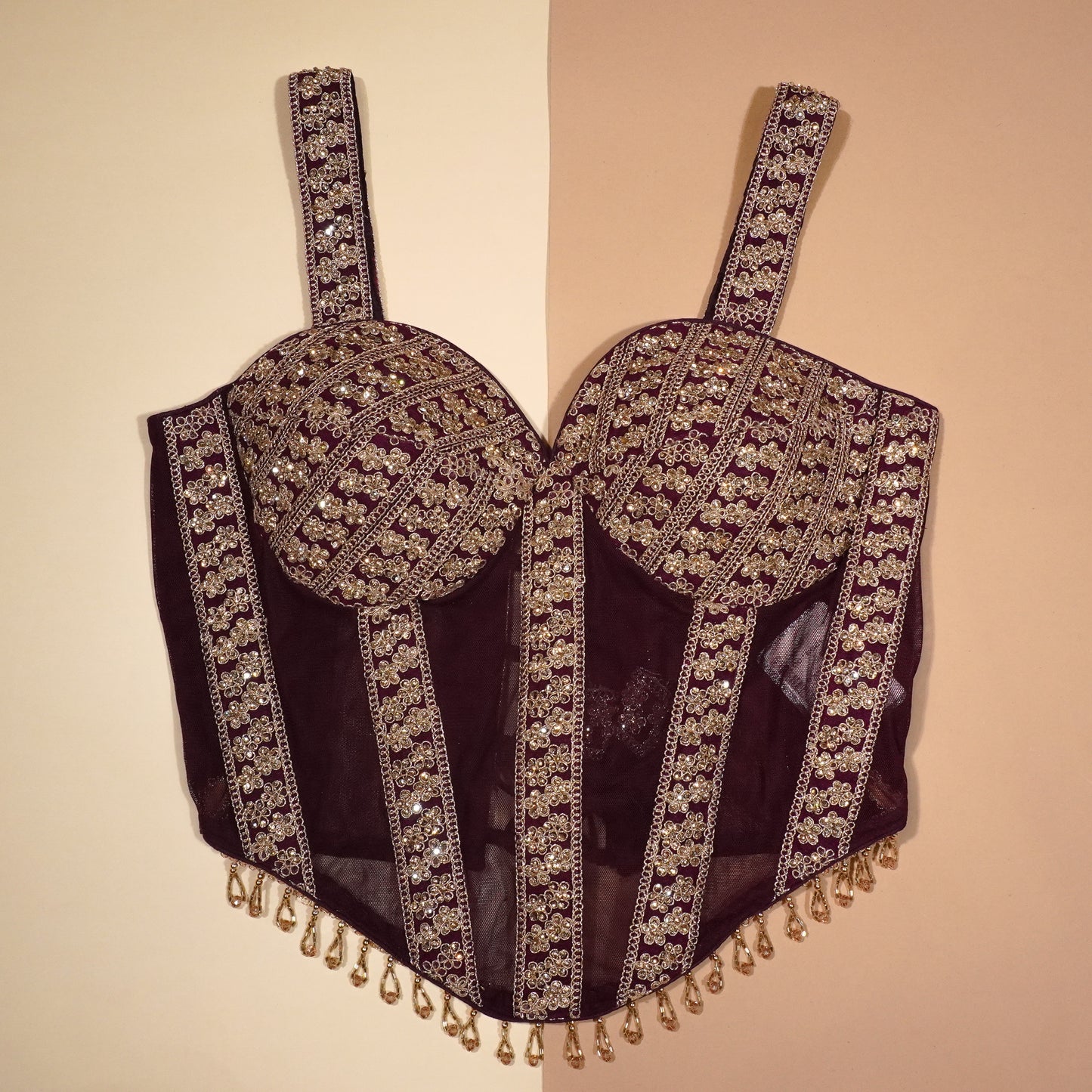 Majestic Plum Crystal-Encrusted Corset