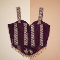 Burgundy Bloom Heavily Worked Bridal Blouse