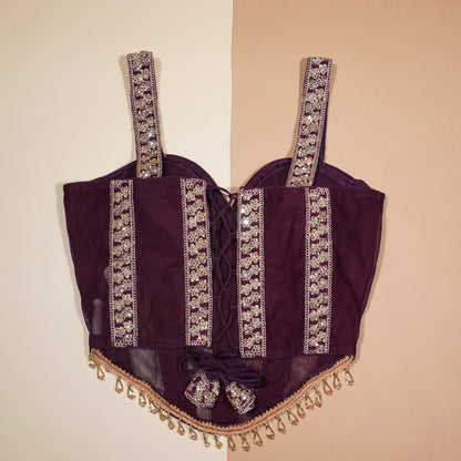 Burgundy Bloom Heavily Worked Bridal Blouse