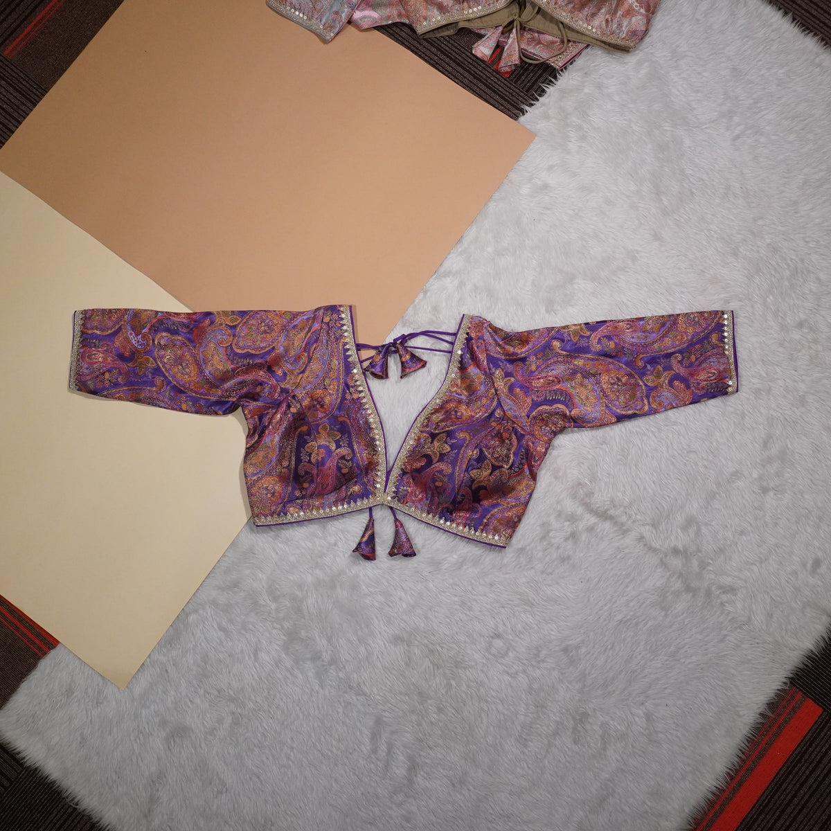 : Imperial Violet Silk Paisley Blouse