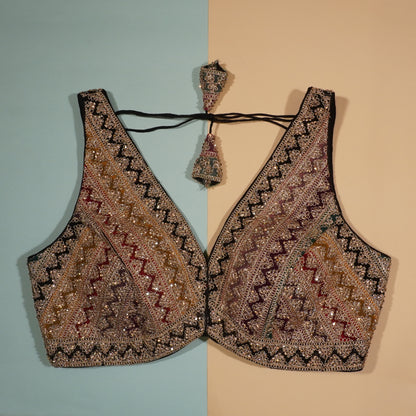 Midnight Mosaic Geometric Bridal Blouse
