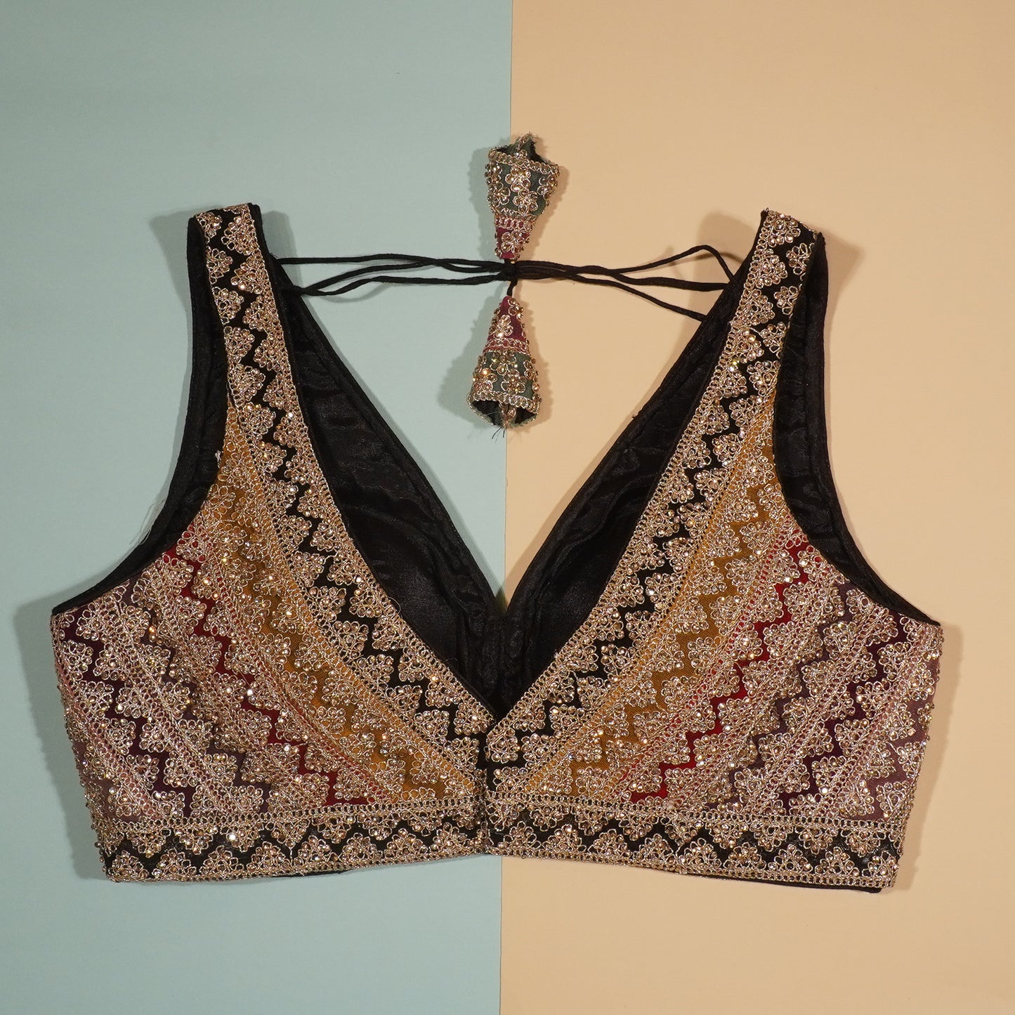 Midnight Mosaic Geometric Bridal Blouse