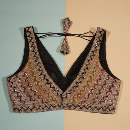 Midnight Mosaic Geometric Bridal Blouse