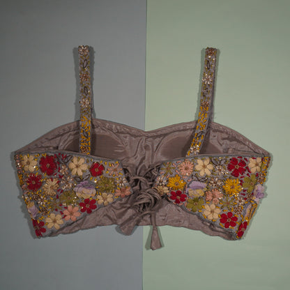 Dusk Grey Floral Symphony Bustier