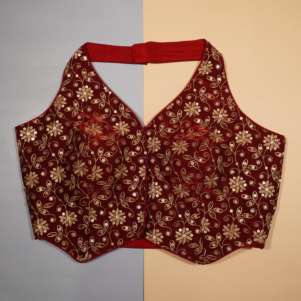 Royal Maroon Zari Embroidered Blouse