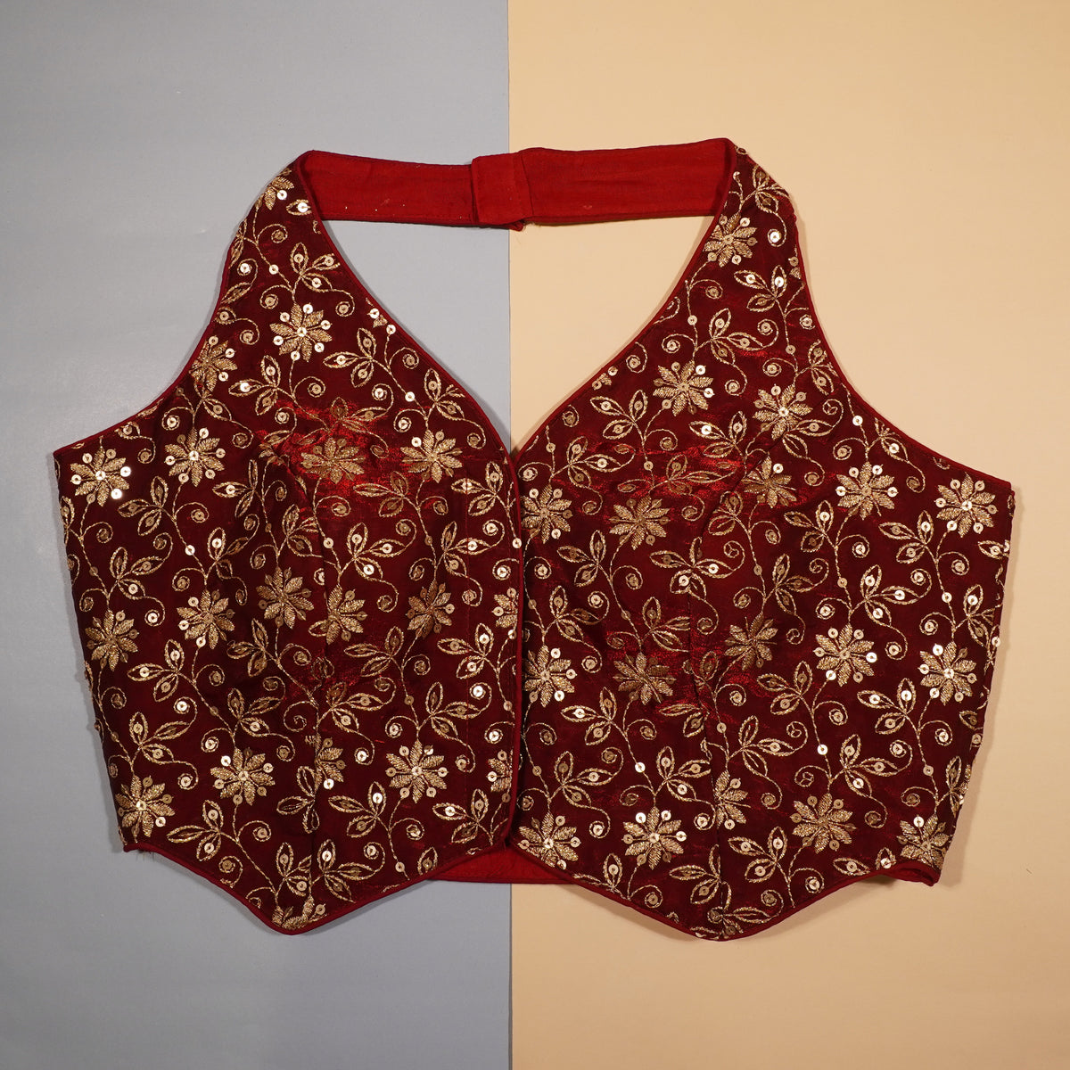 Royal Maroon Zari Embroidered Blouse