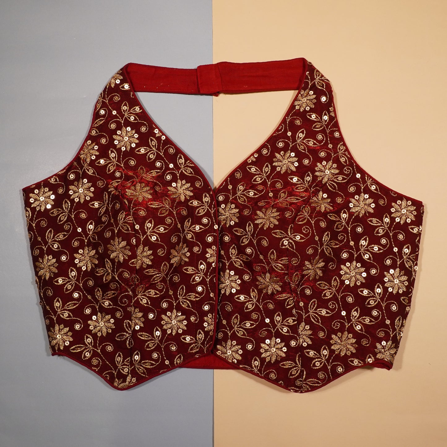 Royal Maroon Zari Embroidered Blouse