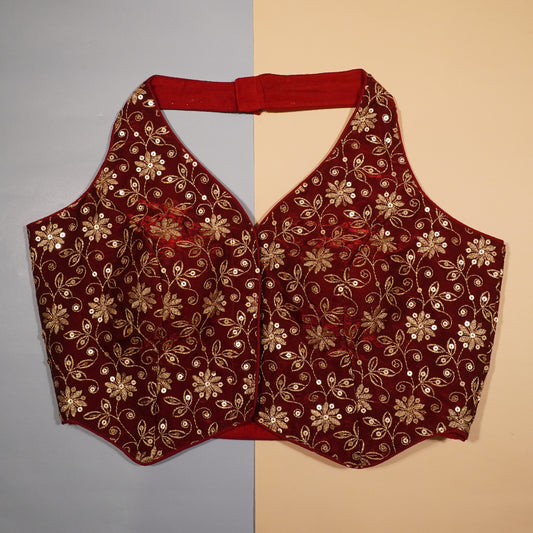 Royal Maroon Zari Embroidered Blouse