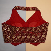 Royal Maroon Zari Embroidered Blouse