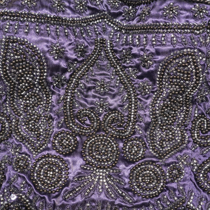 Deep NavyBlue tonal Beaded Scroll Top