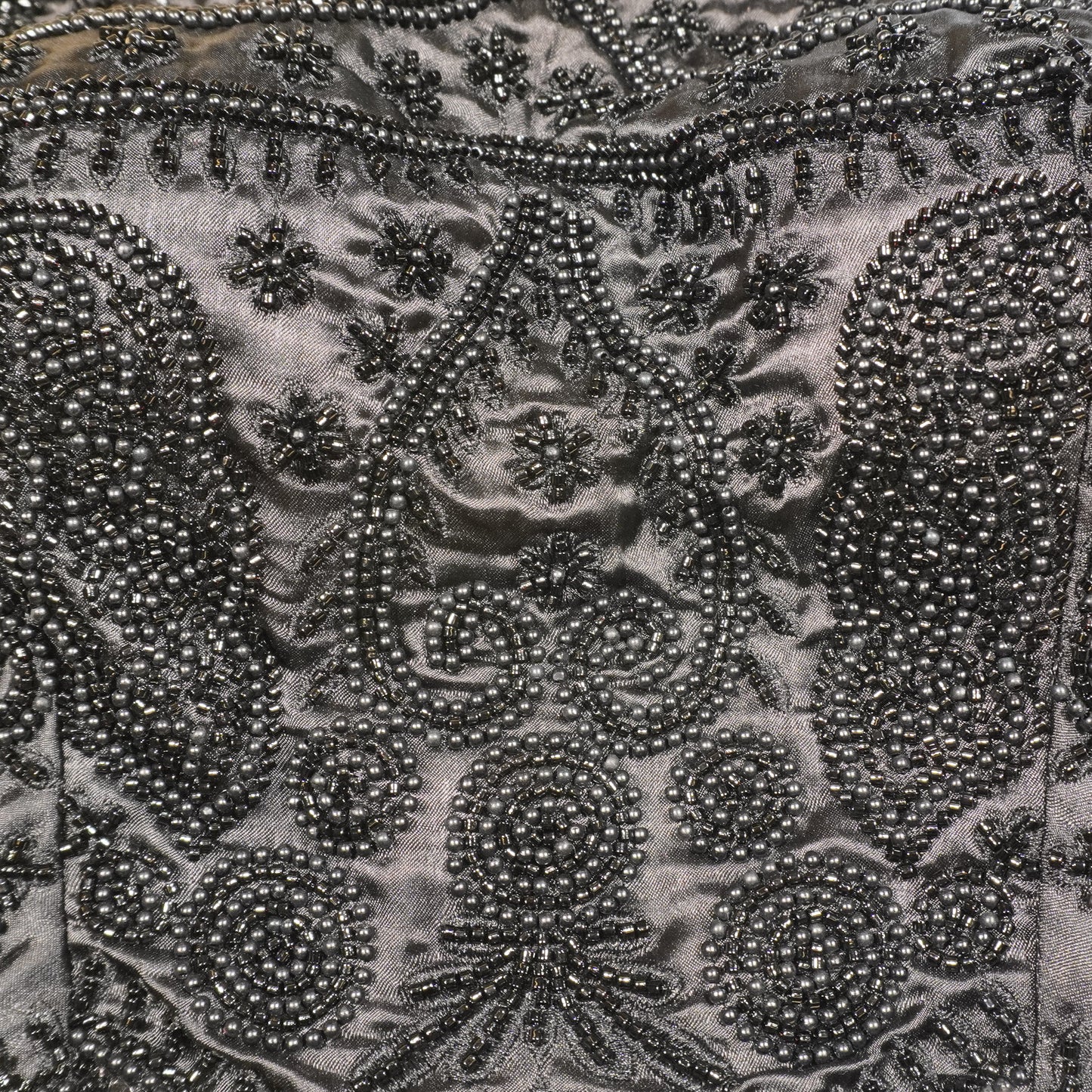 Jet Black Tonal Beaded Evening Top