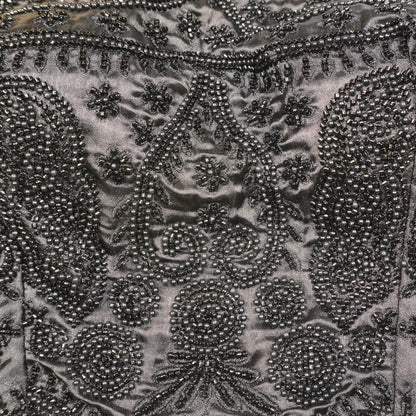 Jet Black Tonal Beaded Evening Top