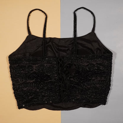 Jet Black Tonal Beaded Evening Top